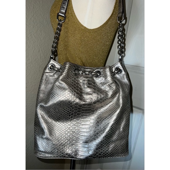 Michael Kors Metallic Silver Python Bucket Bag - Picture 4 of 7